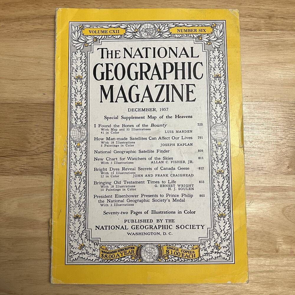 Vintage National Geographic December 1957 Satellites Sky Charts Canadian Geese
